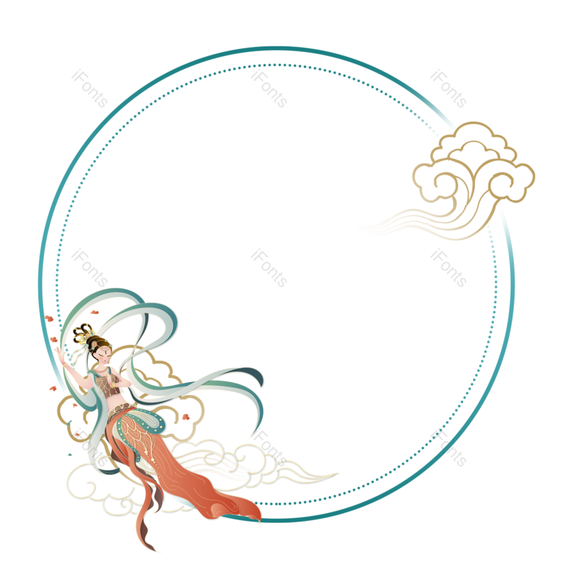 边框图片,中国风元素,乐器PNG,手绘人物免抠素材